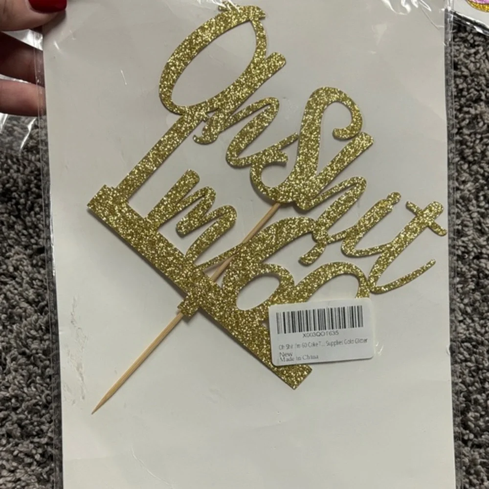 Gold Glitter Cake Topper 60th Birthday